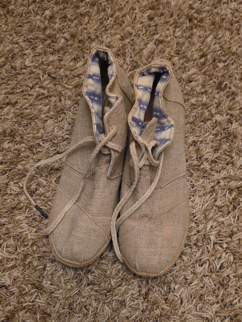 Toms Women's Lace-Up Canvas Boots in Tan sz 8